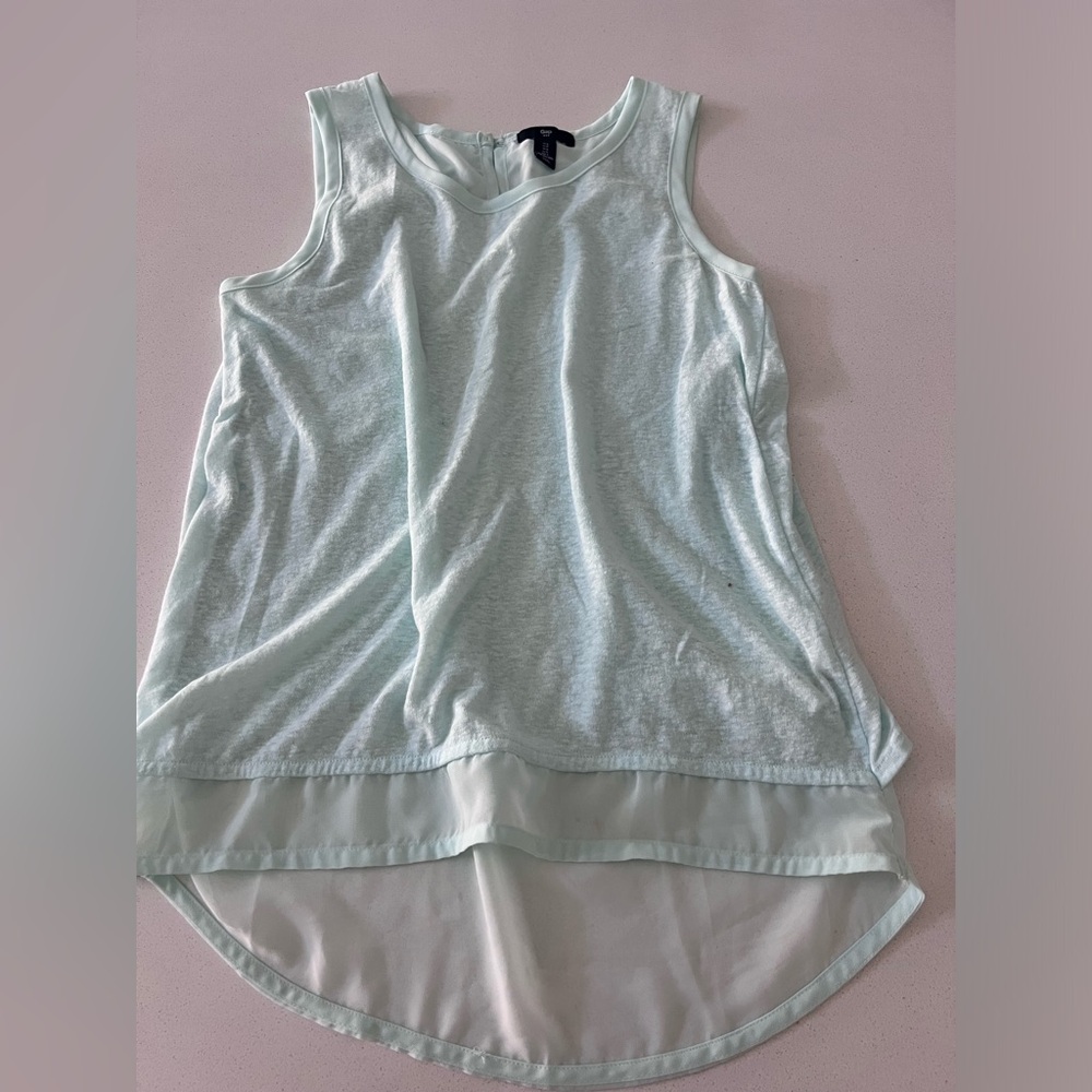 Gap Pale Green Tank‎ top Sheer Lining High low women's small